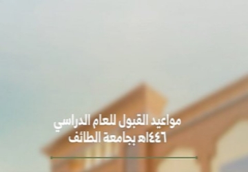 مواعيد القبول للعام الدراسي 1446هـ؛ بـجامعة الطائف لدرجة البكالوريوس والدبلوم والمنح الداخلية.