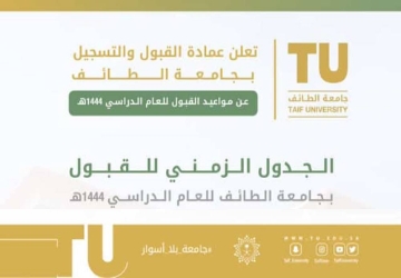 تُعلن جامعة الطائف ممثلةً في عمادة القبول والتسجيل عن ( الجدول الزم...